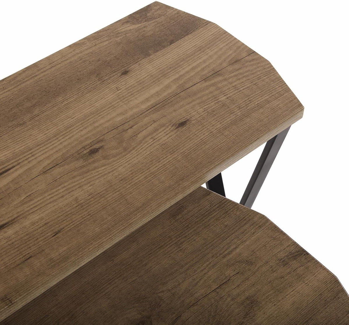 Versa Oakland Smalle hal of vestibule Entree hal meubilair, Console Tafel, Set van 2, Afmetingen (H x B x H) 75 x 30 x 120 cm, Hout en metaal, Kleur Bruin en zwart