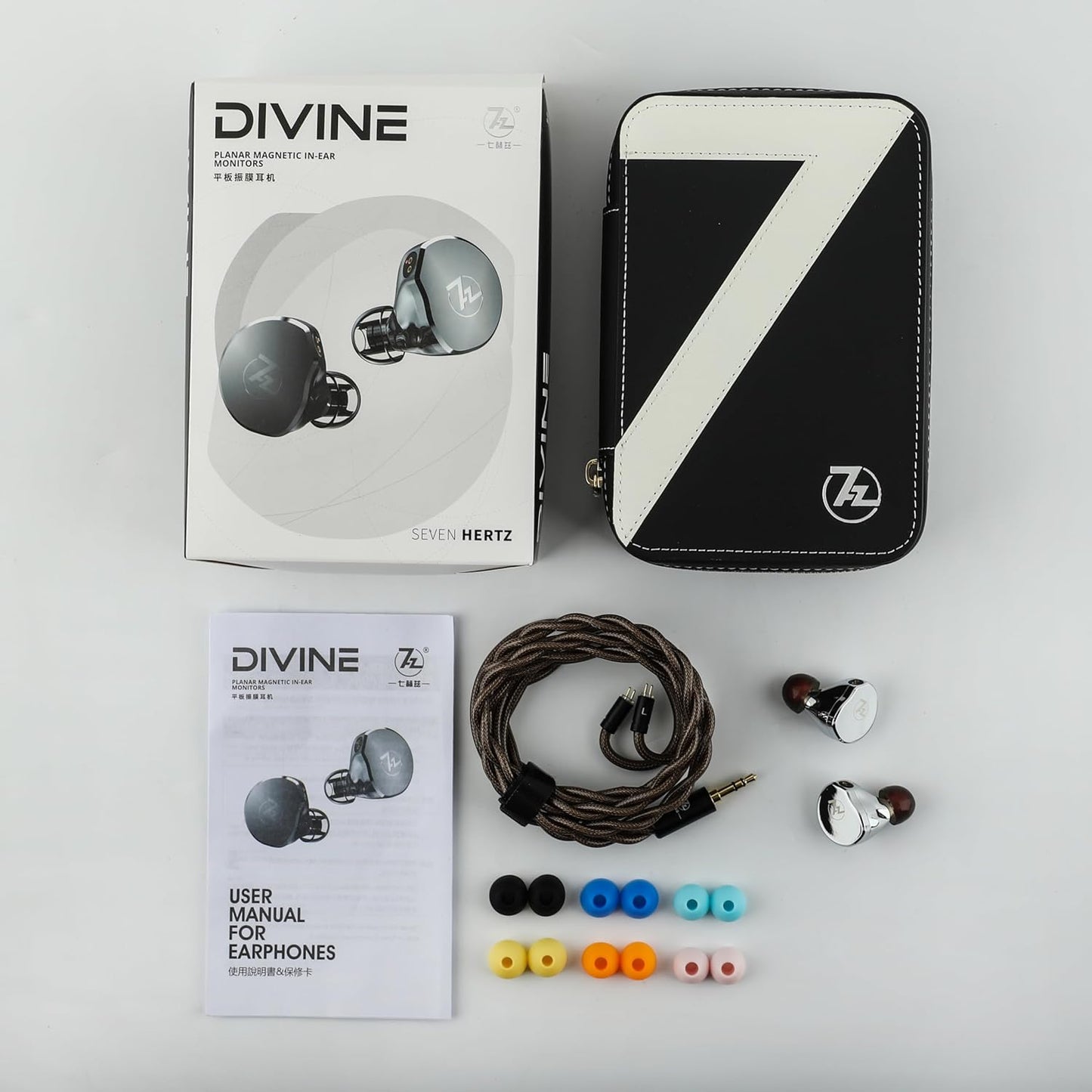 Linsoul 7Hz x Crinacle: Diablo/Divine In Ear Monitor,Hoofdtelefoon met 14,5 mm Planar Magnetische Drivers,IEM HiFi met Afneembare 2pin Monokristallijne Koperen Kabel voor Audiofielen (Divine, Zilver)
