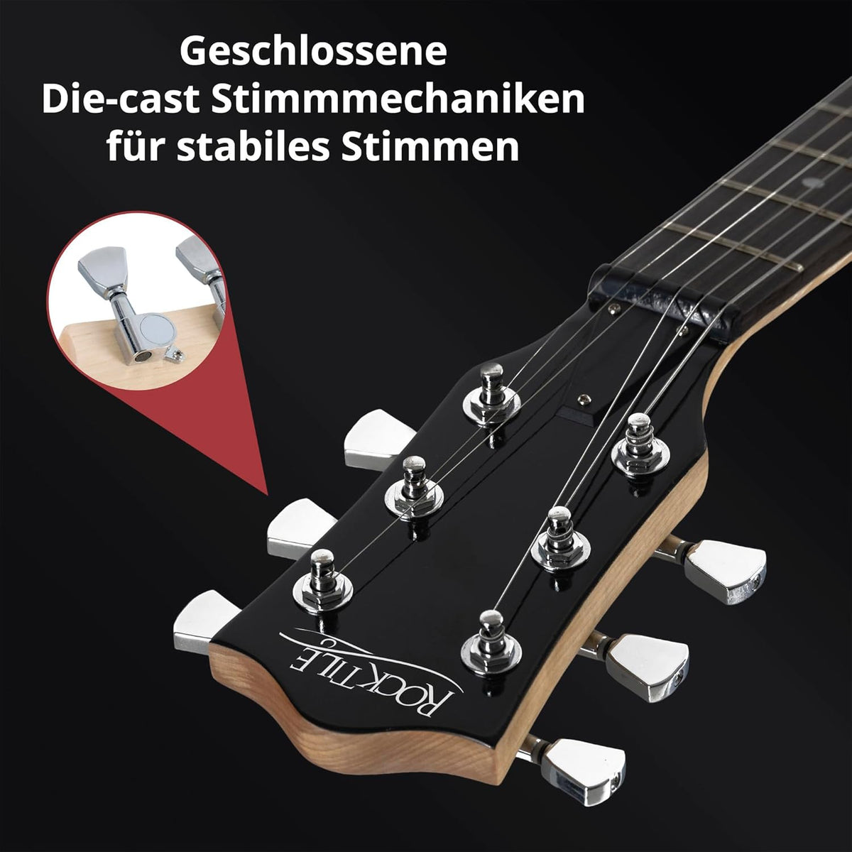Rocktile LP-100 BL E-Gitaar (Body: Lindehout, Palissander toets, Afwerking: Zwart High Gloss)