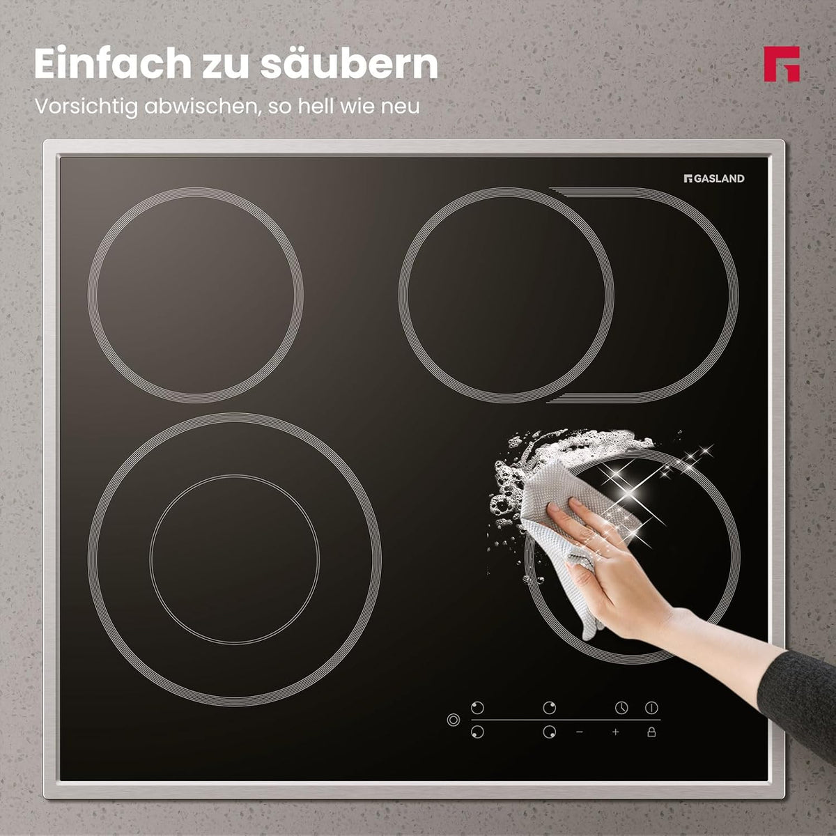 Zelfstandige Glaskeramische Kookplaat – Keramische Kookplaat – Elektrische Kookplaat – Inbouw Kookplaat – Zelfvoorzienende Kookplaat – 60 cm Breed – Roestvrijstalen Frame – 4 Kookzones Met Meercirkel En Braadzone – 6600W Vermogen