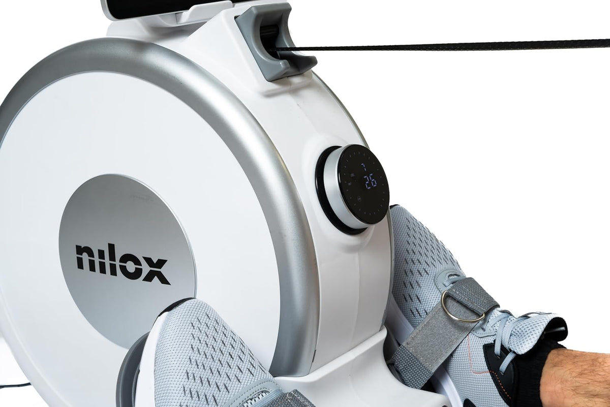 Nilox Rowing Machine XR1, inklapbaar roeitoestel voor thuis met 3 kg zwaar magnetisch vliegwiel, weerstand in 16 standen, tablethouder, stil en compact