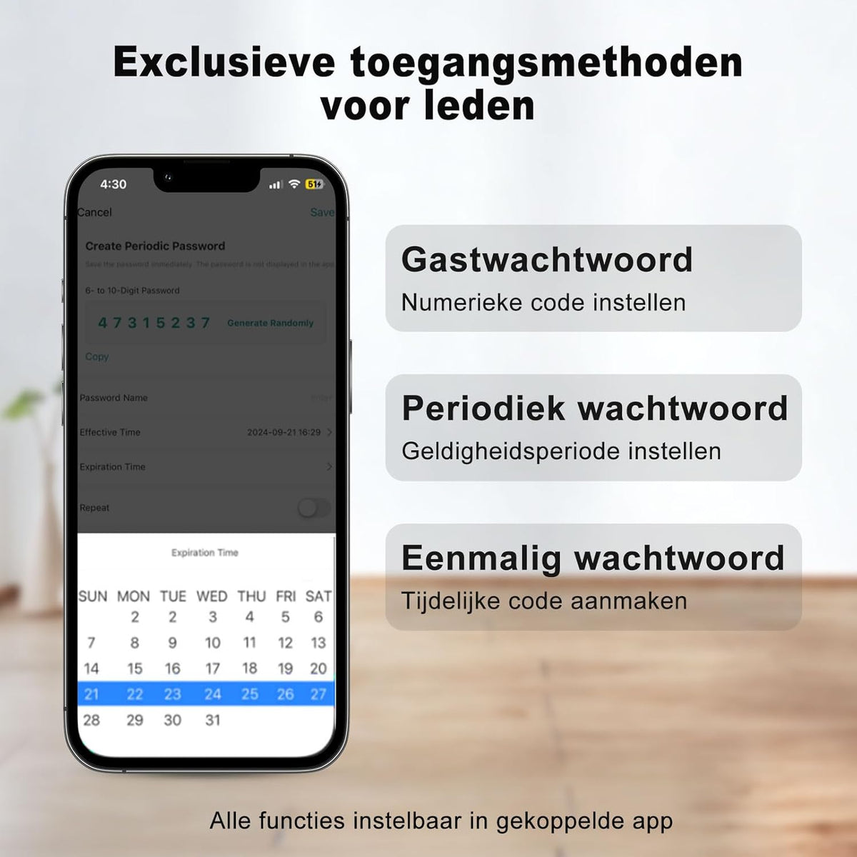 Deurslot – Vingerafdrukslot – Elektronisch Slot – Smart Lock – RFID Deurslot – Verstelbare Lengte 60-90 mm – Bluetooth & App Ontgrendeling
