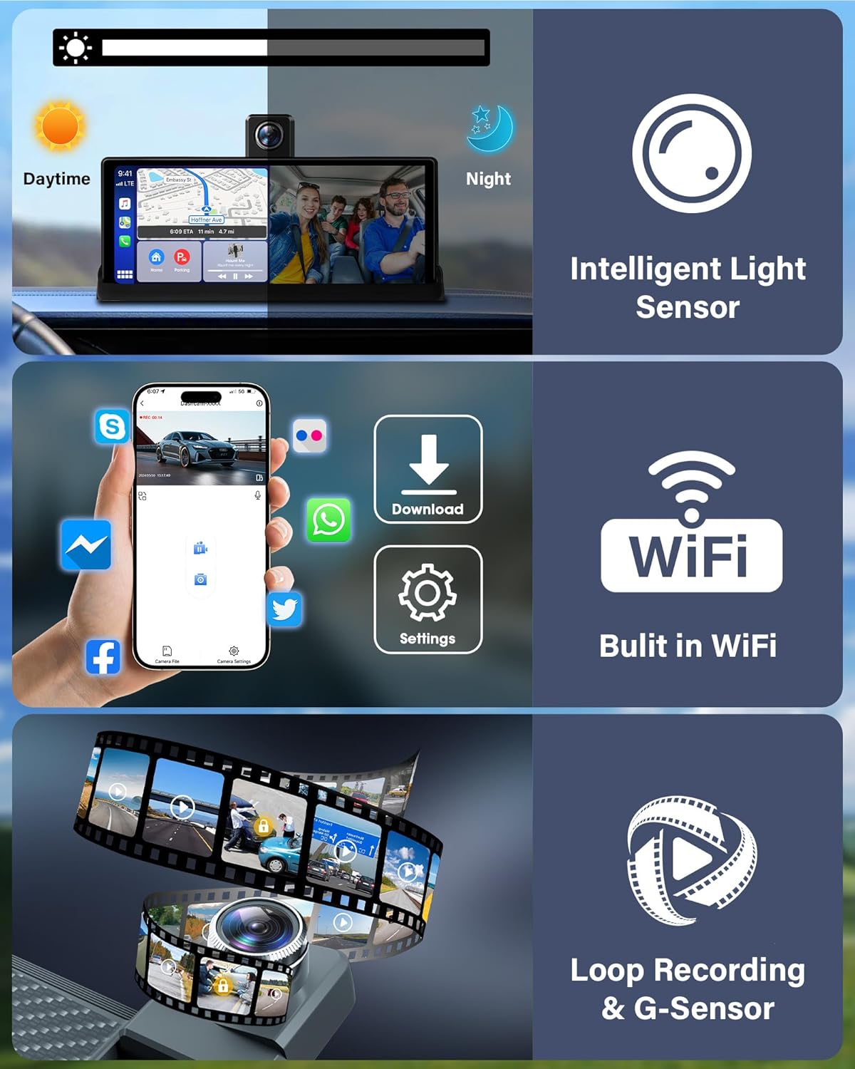 4K Apple Carplay Android autodisplay met exclusieve houder, 350° draaibaar 10,26 inch autodisplay, Car Play scherm, Buddy display met Siri/G-oogle GPS-navigatie, bluetooth, 64 GB TF-kaart