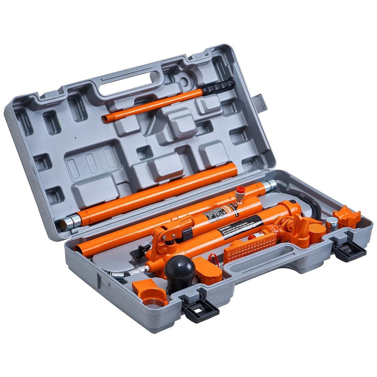 VEVOR Hydraulische cilinderbouwset, draagbare hydraulische krik, 12 t, met 1,4 m olieslang, reparatieset voor carrosserieframe, met opbergkoffer voor autoreparatie, vrachtwagen, boerderij, oranje