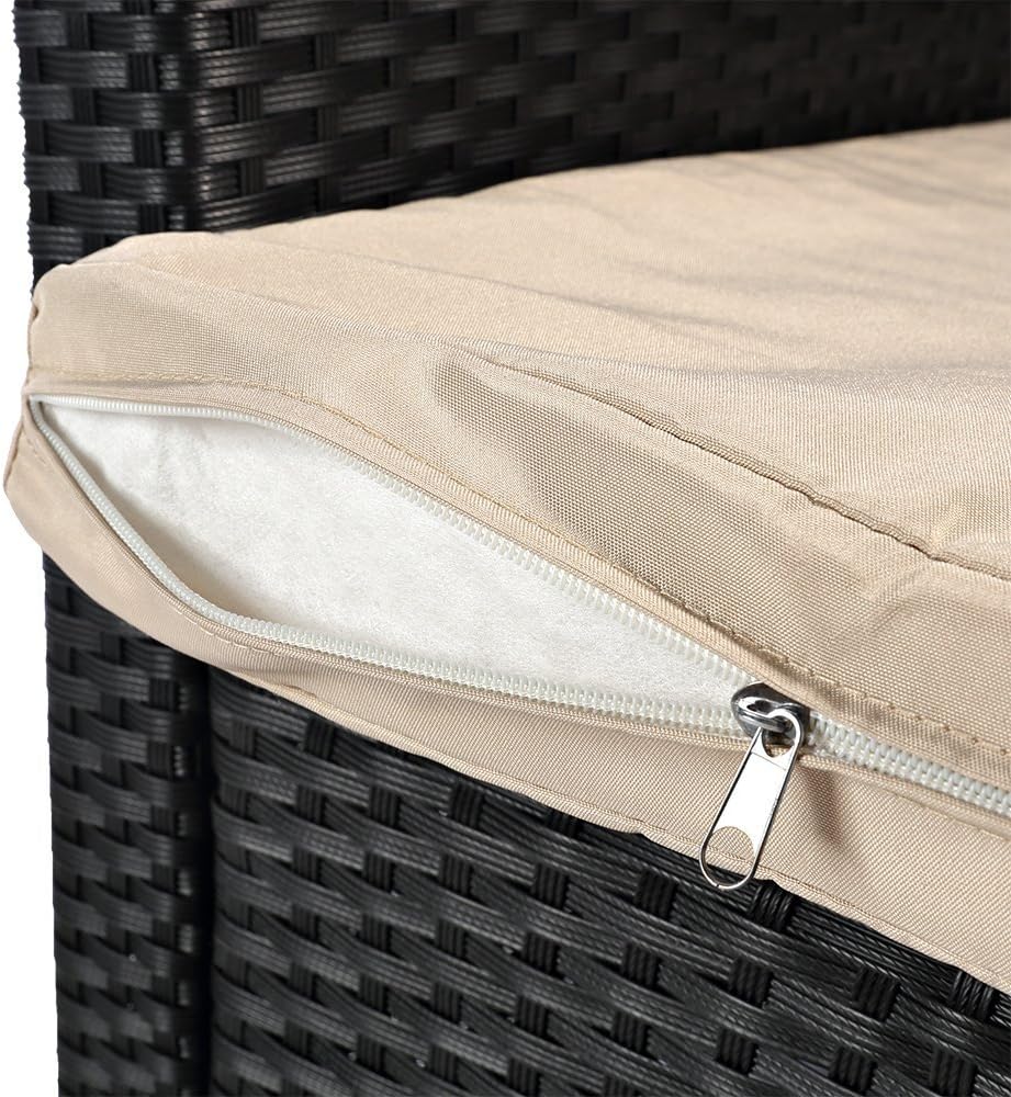Melko Polyrattan garden chair, weatherproof, incl. seat cushion, black - QUORE