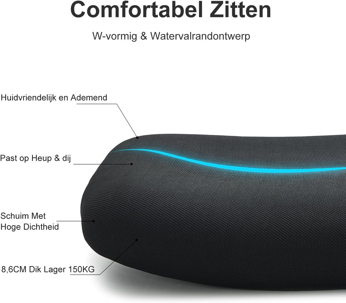 Ticova Ergonomische Bureaustoel - Hoge Rug Bureaustoel met Verstelbare Lendensteun, Hoofdsteun en 3D Armleuning - 130° Schommelende Mesh Computerstoel