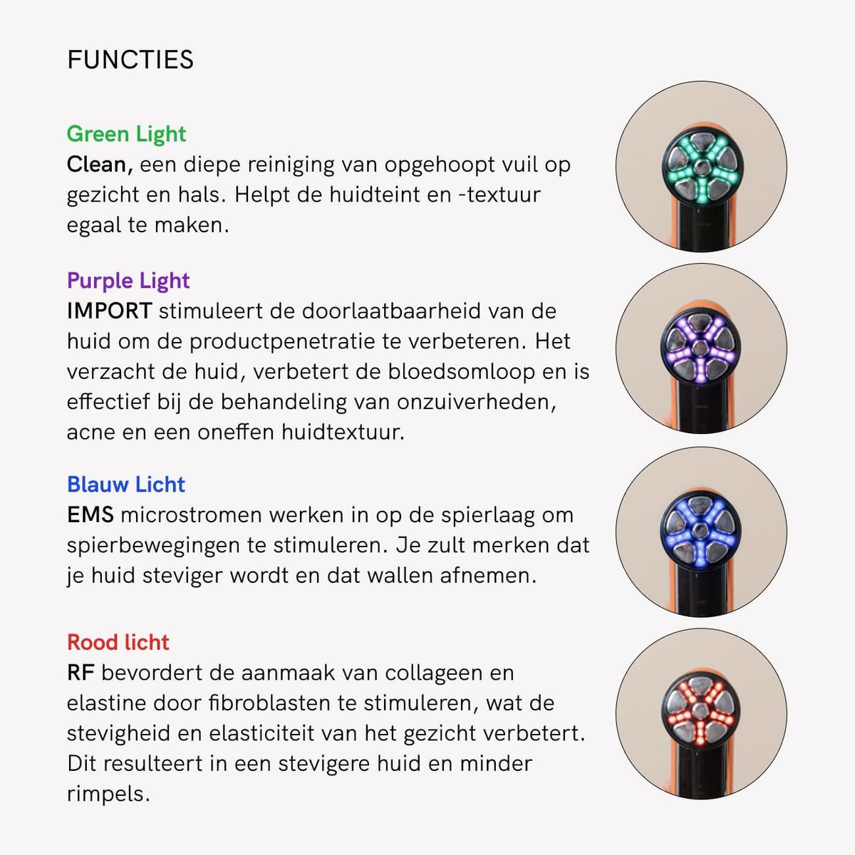 Radiofrequentie Gezichtsapparaat – RF Apparaat – Gezichtsverstevigingsapparaat – Lifting Apparaat – Anti-Rimpel Massageapparaat – Inclusief 500 Ml Gezichtscrème Met Collageen En Hyaluronzuur – 4 Multifunctionele LED-Modi