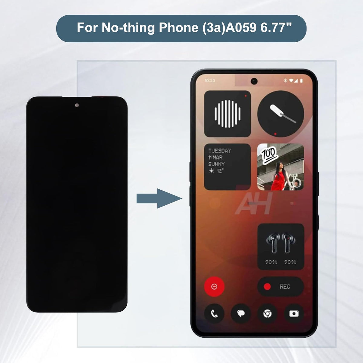 Nieuw vervangend display compatibel met Nothing Phone (3a) A059 6,77 inch LCD Display Touch Screen Assembly with Tools