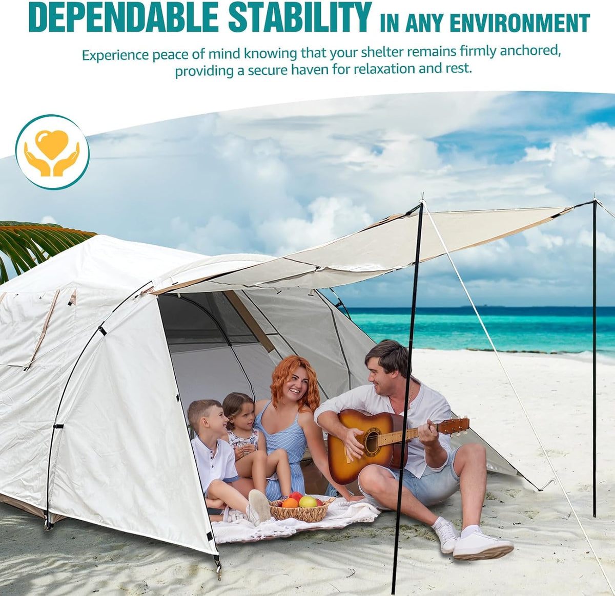 Chihee Campingtent, pop-up draagbare tent, familietent, 2 deuren, direct op te bouwen, extra groot, weerbestendige tent, 4-seizoenen, tent met afgeschermde veranda, luifel, inclusief regenfly-draagtas