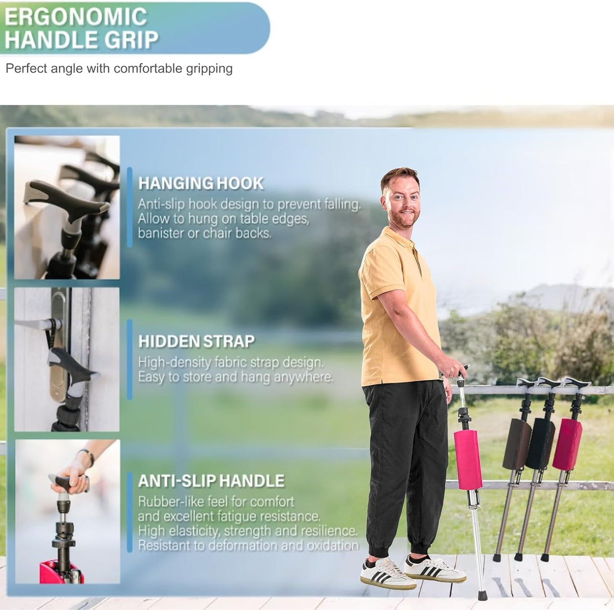 Ta-Da Chair PRO – Wandelstok met zitje, ultralicht aluminium frame, opvouwbare kruk (tot 120 kg), inklapbaar ontwerp, ideaal voor reizen en sightseeing, in hoogte verstelbaar– Bruin