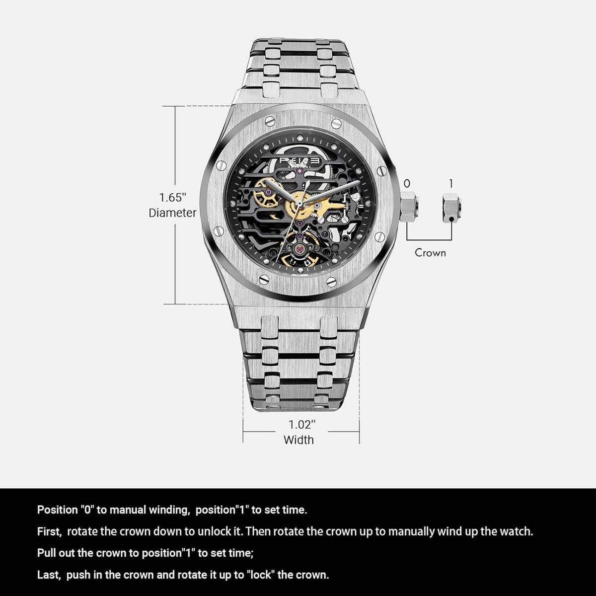 FEICE Automatische Mechanische Horloge Mannen Mechanische Skelet Horloges Sapphire Spiegel 42MM (1.65") FM019HOT