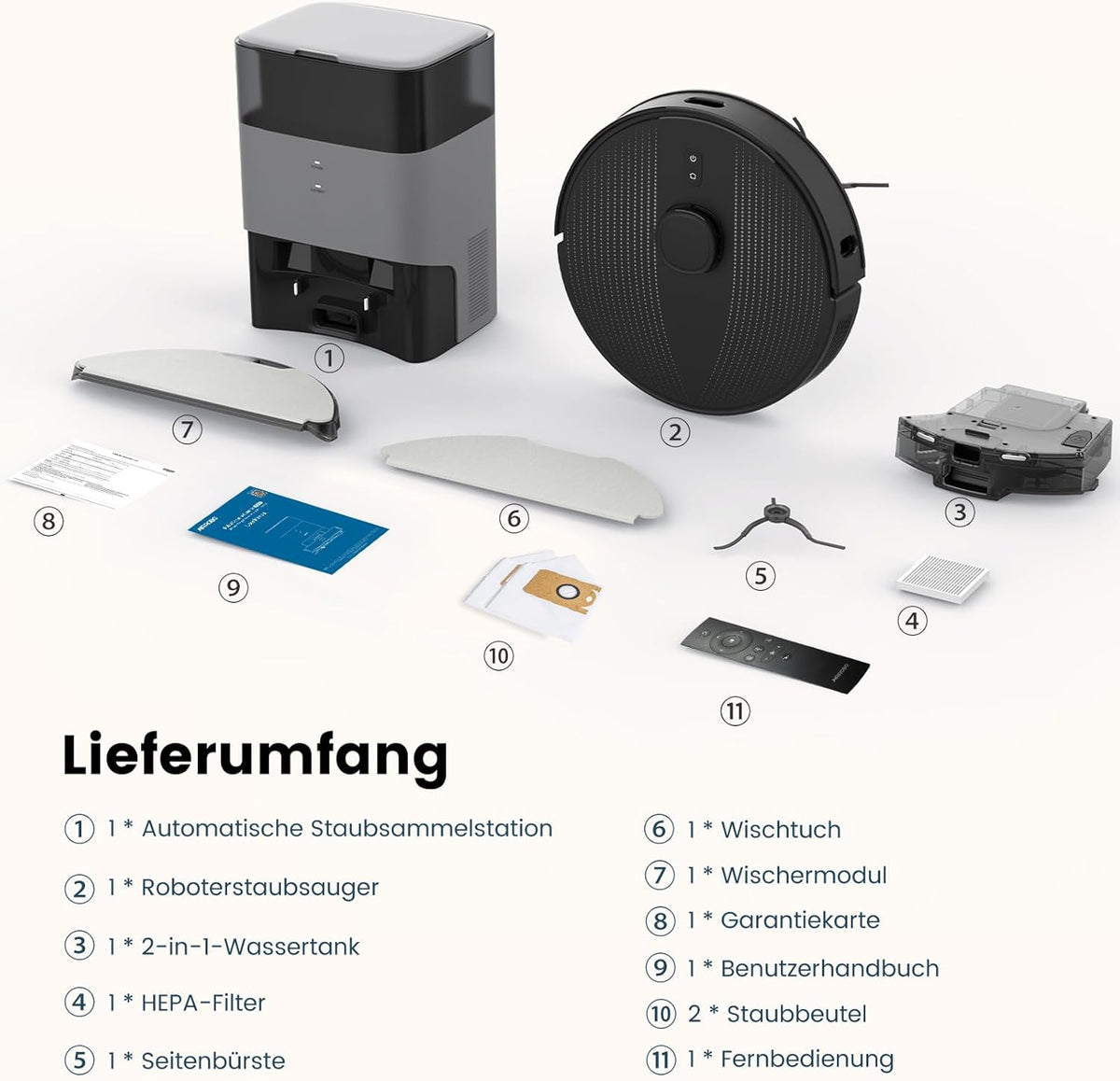 Robotstofzuiger – Robotstofzuiger Met Dweilfunctie – Stofzuigrobot – Robotstofzuiger Voor Huisdieren – Robotstofzuiger Met Navigatie – LiDAR Navigatie – 180 Minuten Looptijd – 3,5L Stofzak Met Afzuigstation