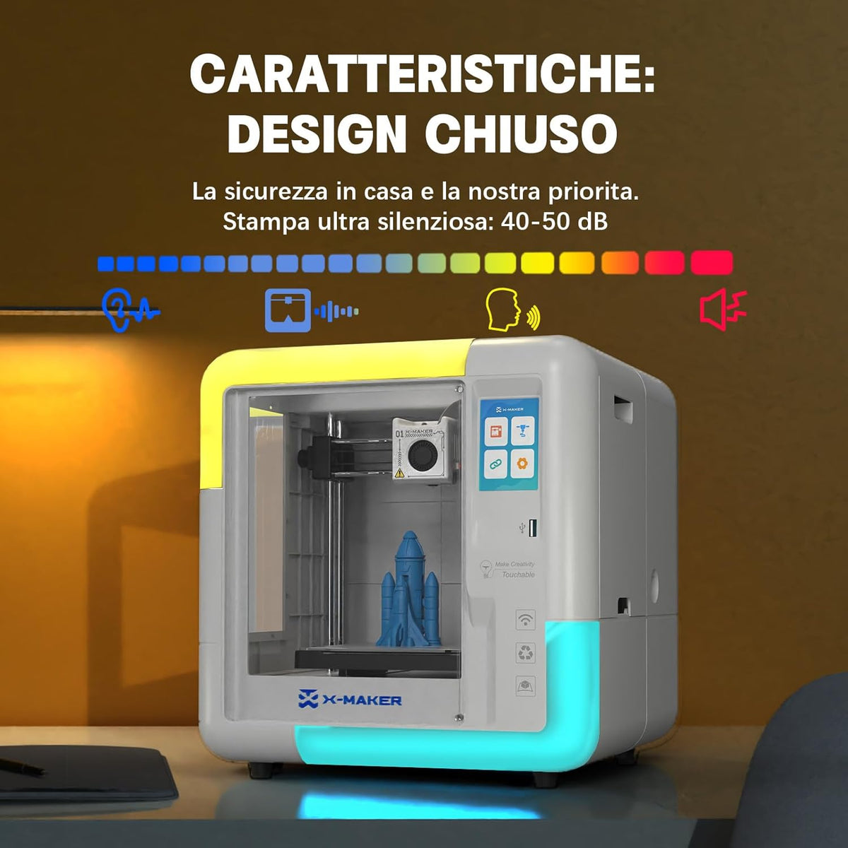 X‑Maker 3D-Printer met Ontwerpsoftware, AI-Ontwerpsoftware, Uitgebreide Printbibliotheek, Zelfontwikkelde App en 15 Ontwerpmodules,Snel 3D-Printen
