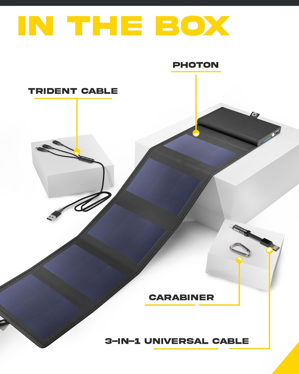 Sunslice I Photon Solar Powerbank, Externe Batterij met SunPower Technologie, Pocket Zonnelader voor Telefoon, Ideaal voor Kamperen en Wandelen, compatibel met alle merken Smartphones, Zwart