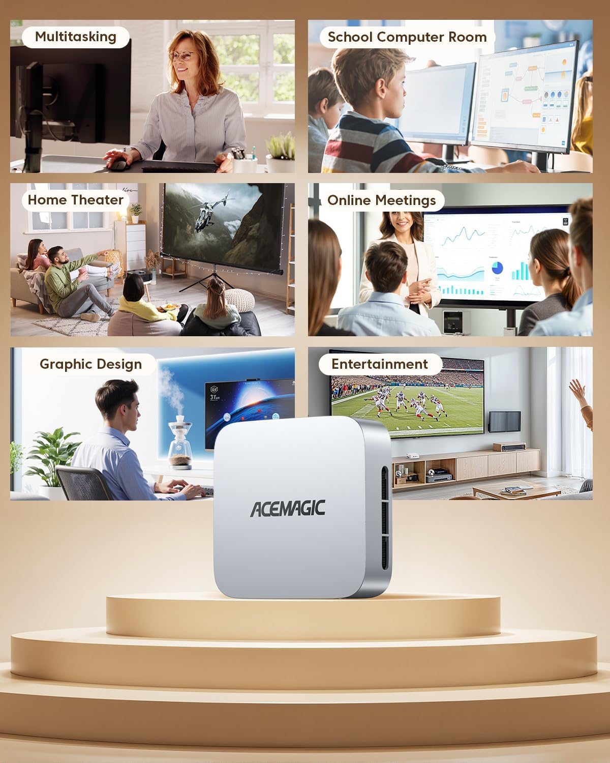 ACEMAGIC K1 Mini PC, Intel Core i5 12600H (12C/16T), 16GB DDR4 512GB SSD Micro Desktop Computer voor kantoor/thuisbioscoop/vergaderingen/zakelijk gebruik/reizen【DP+HDMI+USB-C/ Wifi6/ Bluetooth5,2】