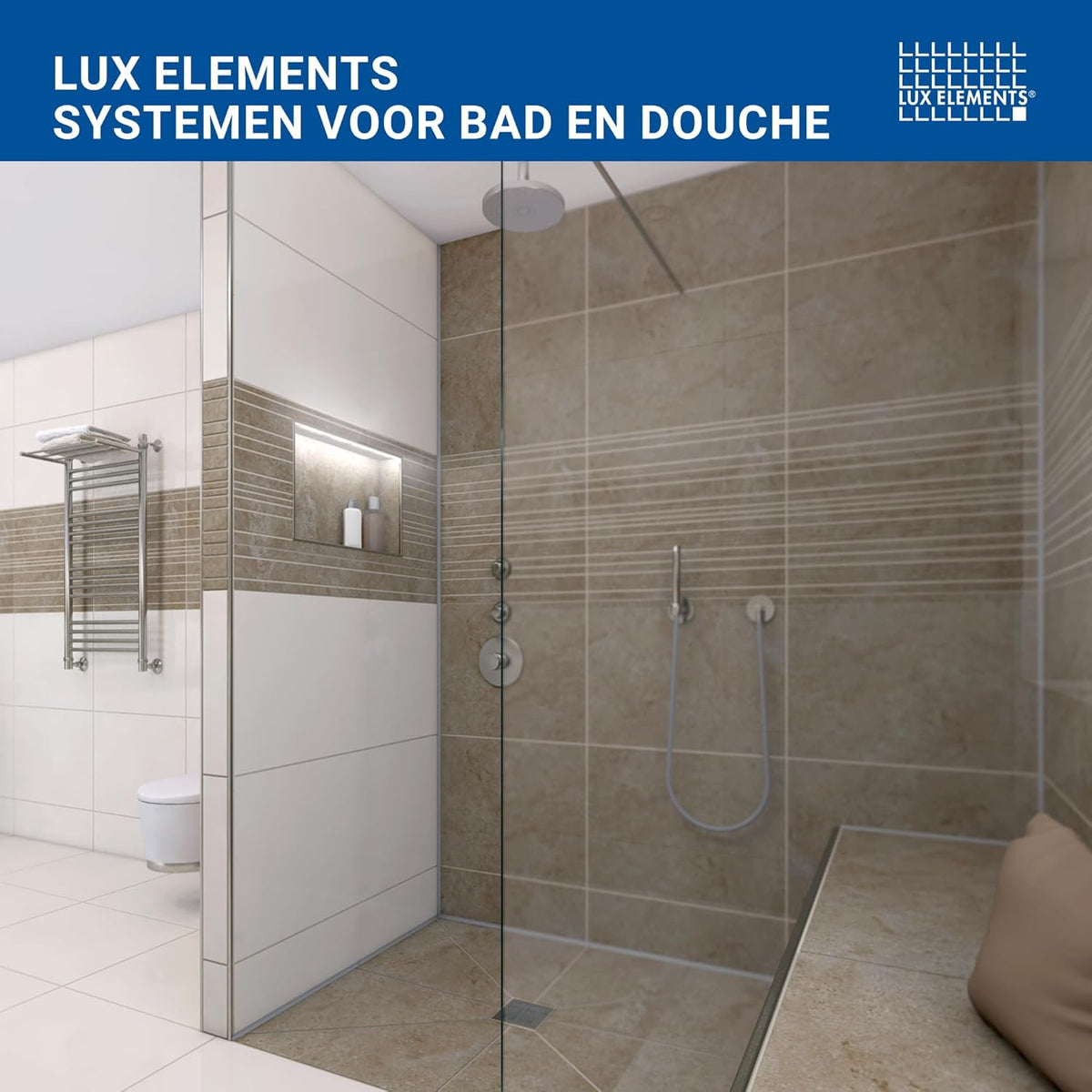 Douchescheiding – Douchewand – Douchepaneel – Scheidingswand – Douche-element – Inclusief Niche – 240 x 90 x 10 cm – 4-delig Met Montagelijm
