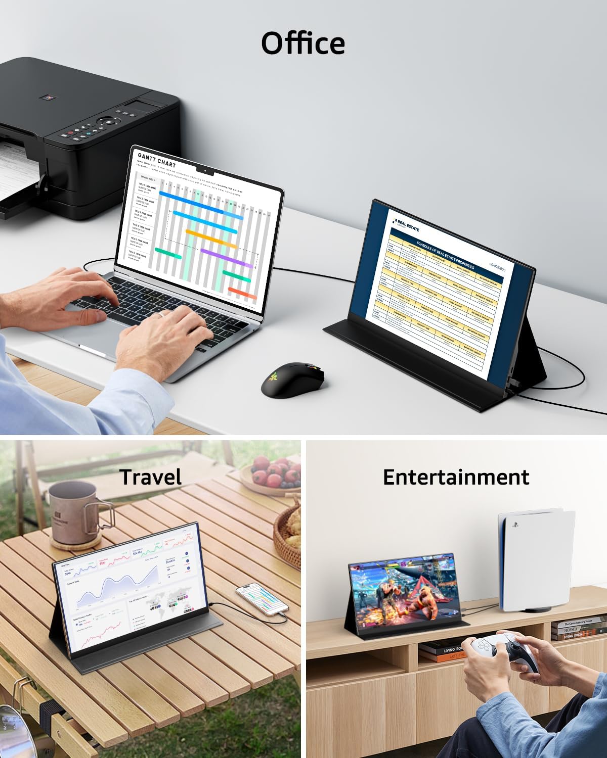 Yodoit Draagbare Monitor, 15.6" 1920×1080P FHD met Touchsreen