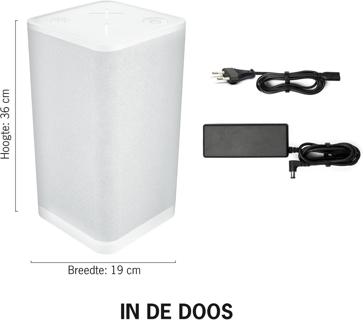 Ultimate Ears HYPERBOOM draagbare Bluetooth-luidspreker - Luide draadloze luidspreker met krachtige bas, IPX4-waterbestendig, 45 m bereik, batterijduur van 24 uur - Wit