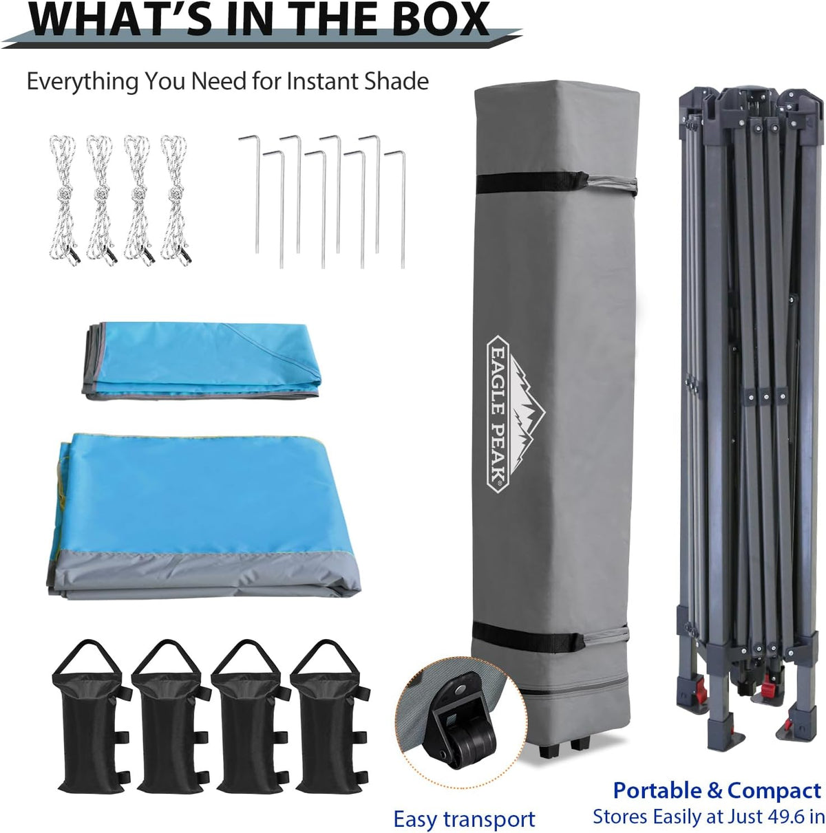 EAGLE PEAK 13x13 Rechte been pop-up luifel tent instant outdoor luifel eenvoudige enkele persoon set-up opvouwbare schuilplaats w/automatische uitschuifbare dakrand 169 vierkante voet schaduw
