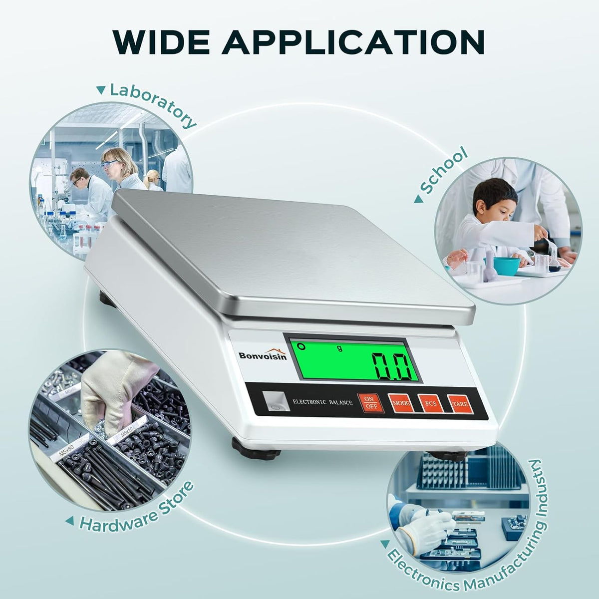 Bonvoisin 0,1 g, 5 kg - 10 kg, digitale elektronische weegschaal, hoge precisie, draagbaar, laboratorium, analytische weegschaal, industrieel wegen, CE-gecertificeerd (6 kg, 0,1 g)
