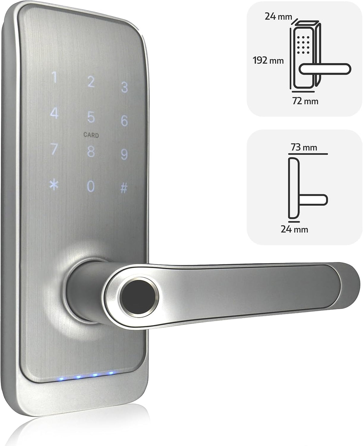 EURA ELH-01H4 Smart deurslot met handgreep, codeslot, 13,56 MHz nabijheidslezer, biometrische lezer, app TTLock/TTHotel, IP65, universele grendel, wit