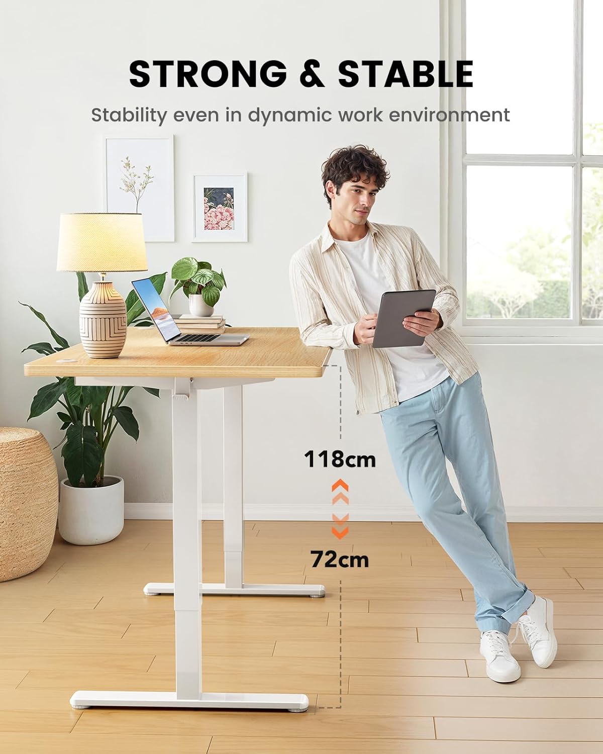 ErGear Electric Standing Desk - 140 x 80 cm-100 kg Load Capacity Height Adjustable Desk with Advanced Brushless Motor, Quiet Operation, Sturdy Metal Frame, Four Piece Table Top - QUORE