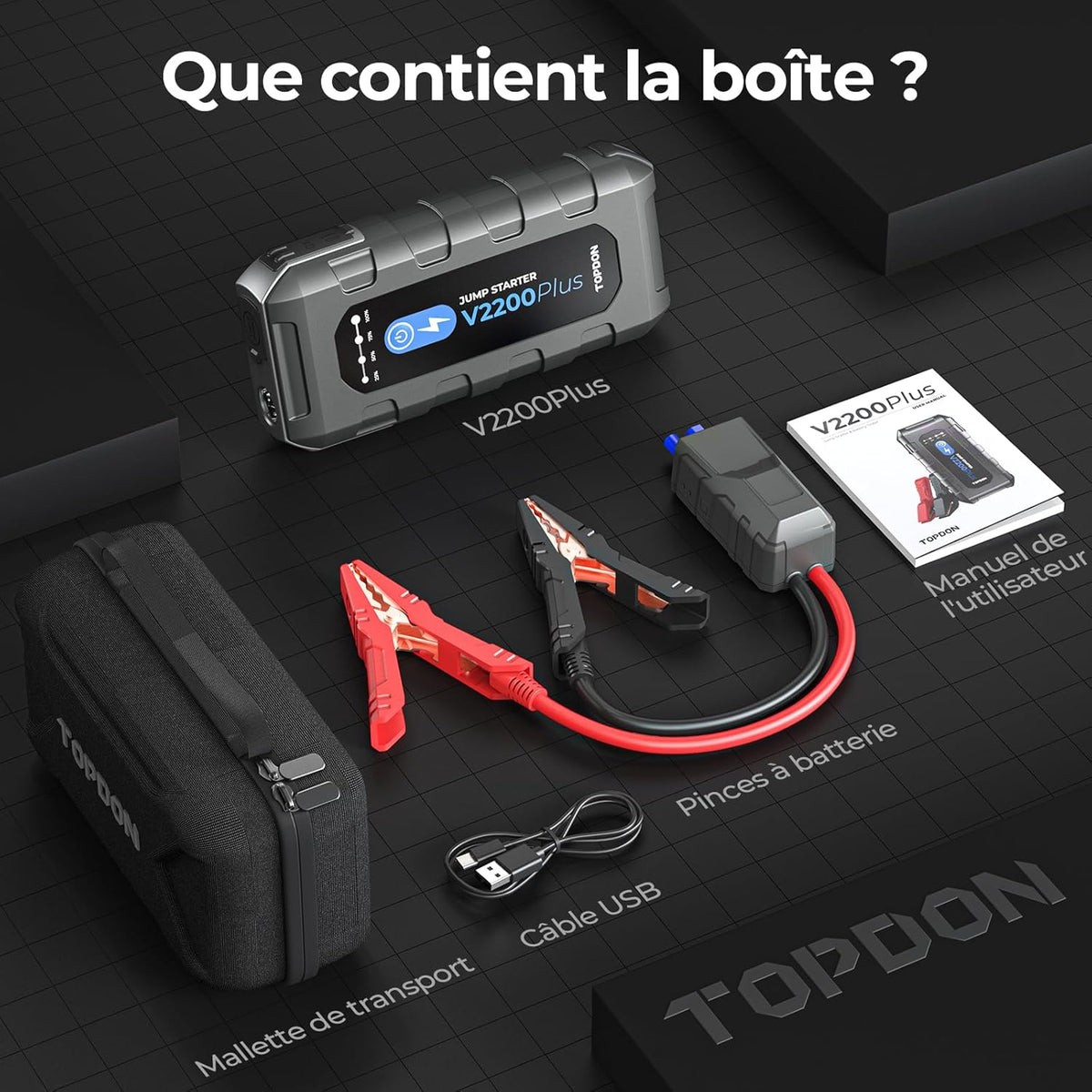 2-in-1 Auto Starthulp – Jumpstarter – Startbooster – Accutester – Powerbank – 2200A Piekstroom – Geschikt voor 12V Voertuigen tot 8L Benzine/6L Diesel