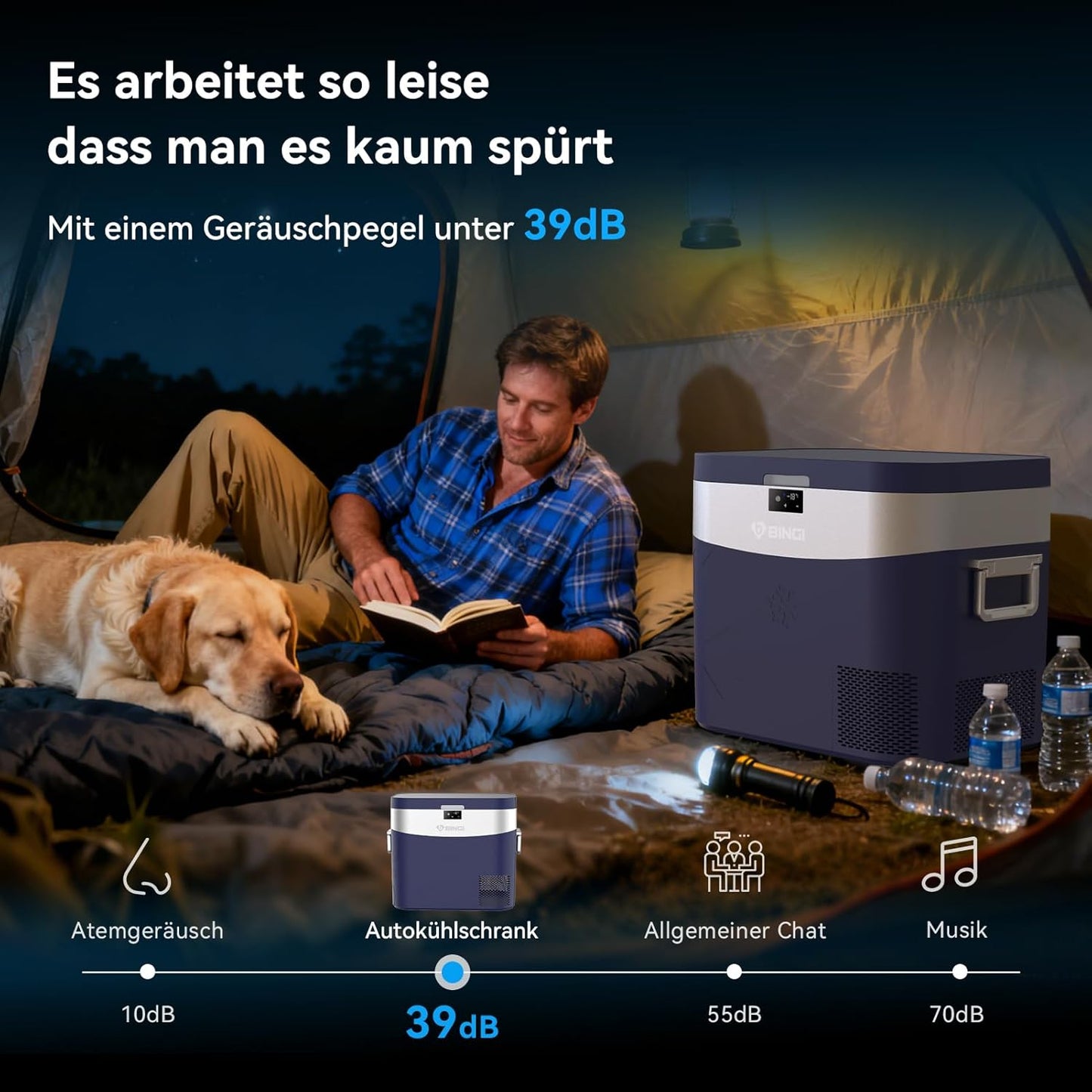 BINGI Compressor-koelbox, 22 l, mini-draagbare elektrische koelkast, 12/24 V DC, elektrische vriezer, draagbare vriezer voor auto, vrachtwagen, picknick, camping en thuisgebruik