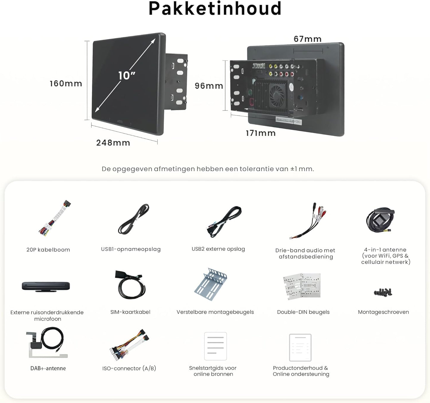 Autoradio – Auto Radio – 2-DIN Multimedia Speler – Android Auto – Apple CarPlay – 10,1" QLED Scherm – DAB+ Radio & 4G LTE Connectivity