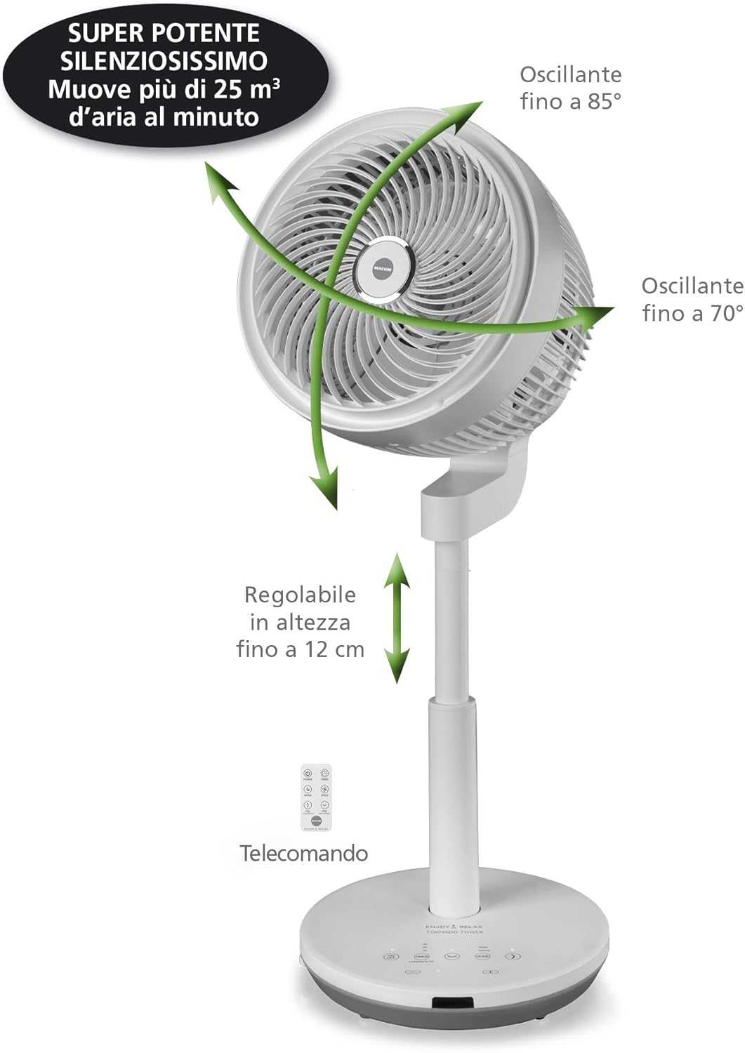 Staande Torenventilator Wit – Torenventilator – Staande Ventilator – Kolomventilator – Vloerventilator – Dubbele Automatische Oscillatie – Compact Torenmodel