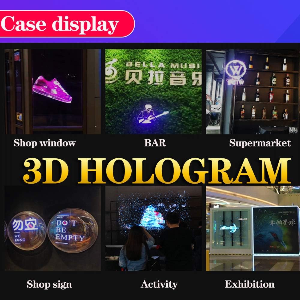 Missyou 3D Hologram Ventilator 70cm met WiFi, Bluetooth, APP-bediening, 832 LED's, Afstandsbediening, Timerfunctie, Geschikt voor Beurs en Reclame Displays, Inclusief 700 Video's