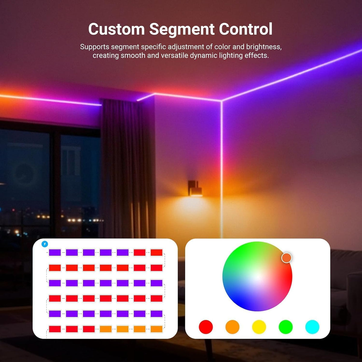 NEEWER Ledstrip, 5 m, voorverlichting, neon RGB-verlichting, op maat te snijden, Smart AI, app-besturing met kleurverandering, voor slaapkamer, speelkamer, werkkamer, huis, klaslokaal, buitenmuur
