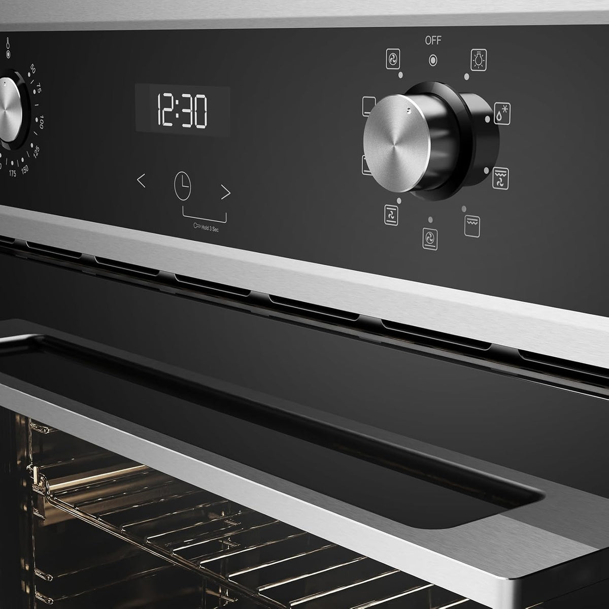 Inbouwoven – Elektrische Oven – Heteluchtoven – Ovenset – Keukenoven – 70 Liter Inhoud – Drievoudig Gehard Glas