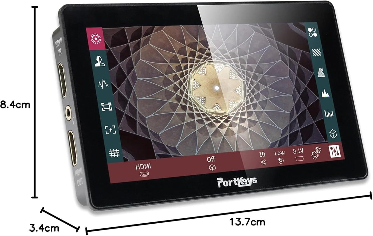 Portkeys LH5P II 5,5 inch Camera Monitor 2000nit 4K HDMI In/Out, Touch-to-Focus Camera Control voor FX3 A7S III, R5 Mark II R6 Mark II, GH6 S5 II, Z8 Z9, DSLR Field Monitor