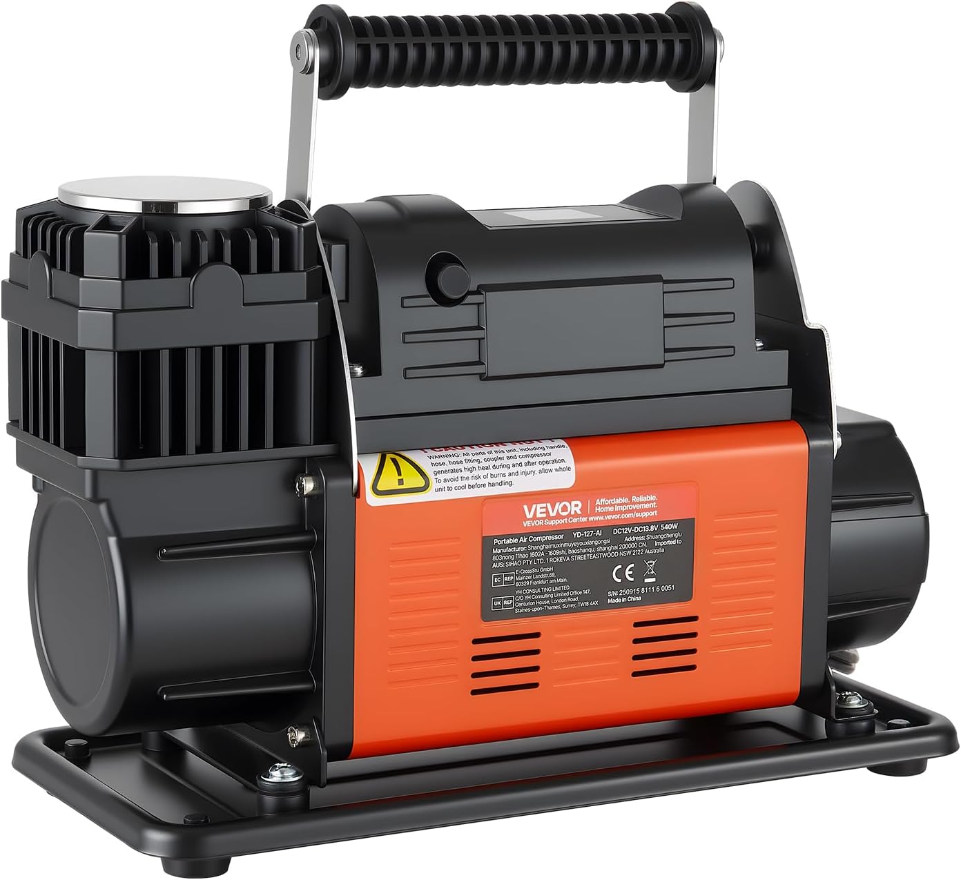 Draagbare Luchtcompressor – Bandenpomp – Banden Inflator – Luchtpomp – Compressor – Automatische Uitschakeling – Digitaal LCD-Display – 202 L/Min – 10,3 Bar