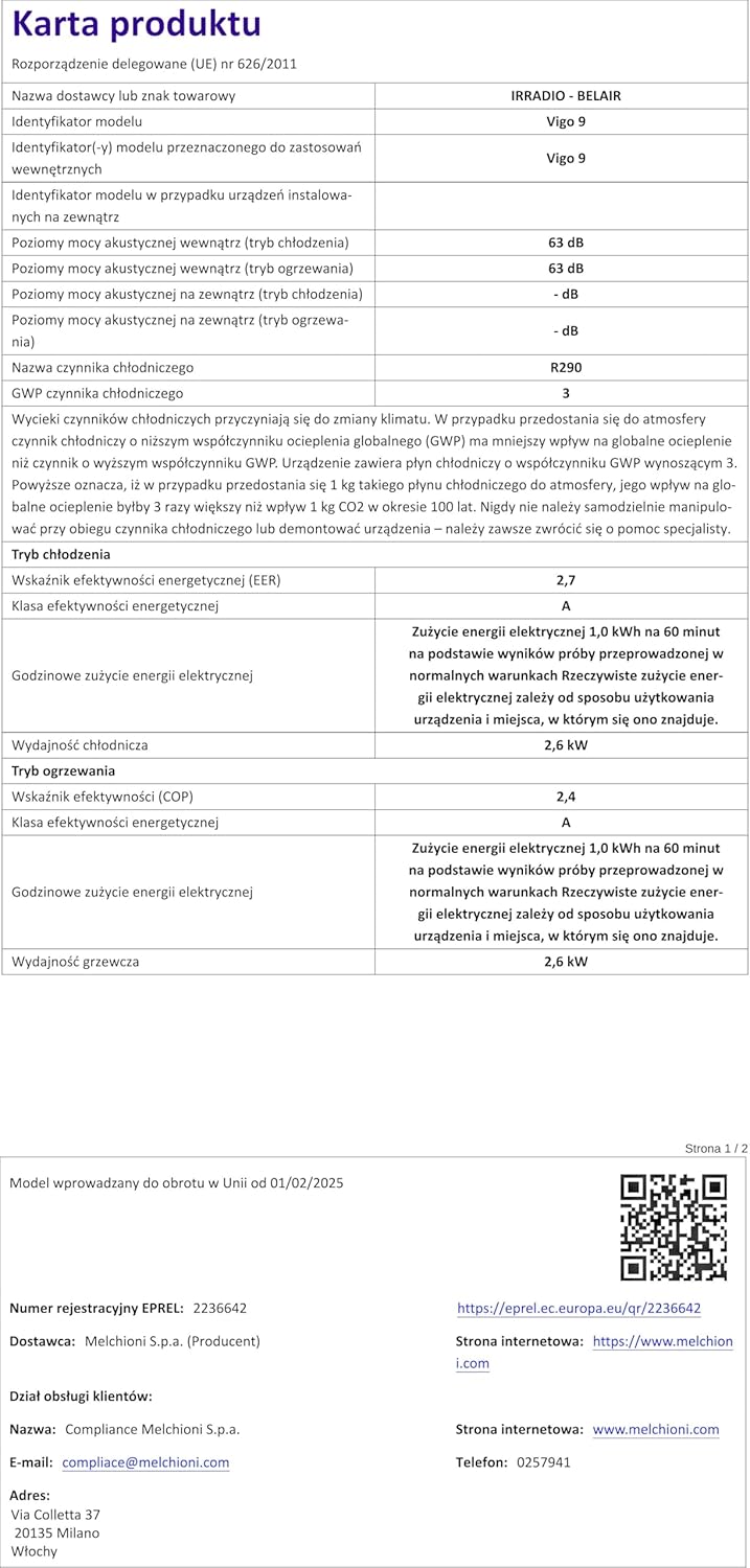 Vigo 9 Draagbare airconditioner, 9000 BTU, met warmtepomp en luchtontvochtiger, R290-gas, geavanceerde functies, draadloze lcd-afstandsbediening, programmeerbare timer en wielen, 63 dB