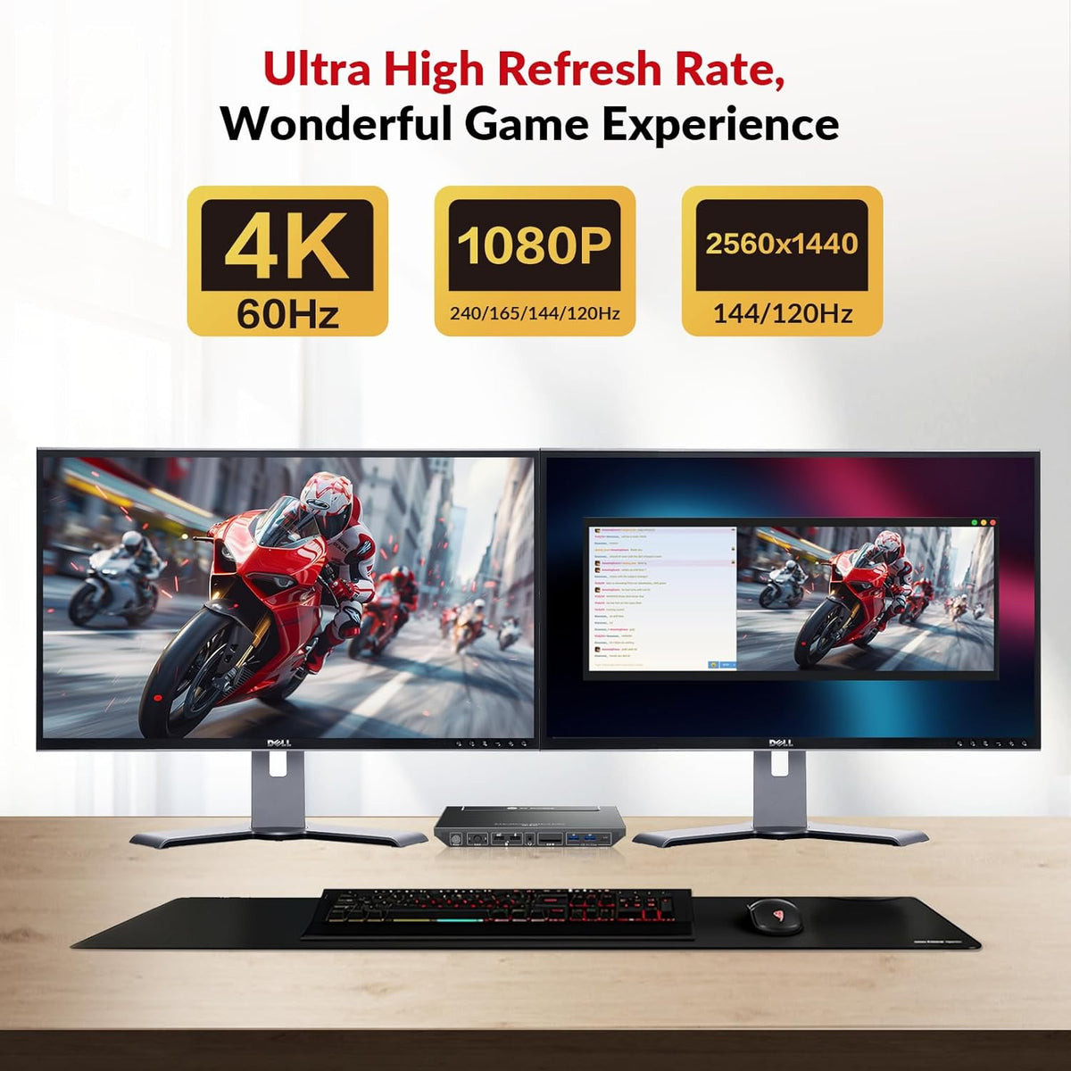 AV Access Docking Station, KVM Switch voor Laptop & Desktop,100W Opladen, 4K@60Hz Dual Monitor HDMI, 3xUSB 3.0, USB-C, 1G Ethernet, EDID-ondersteuning, SD, 3,5 mm AUX Audio, Snel Schakelen 2 Computers