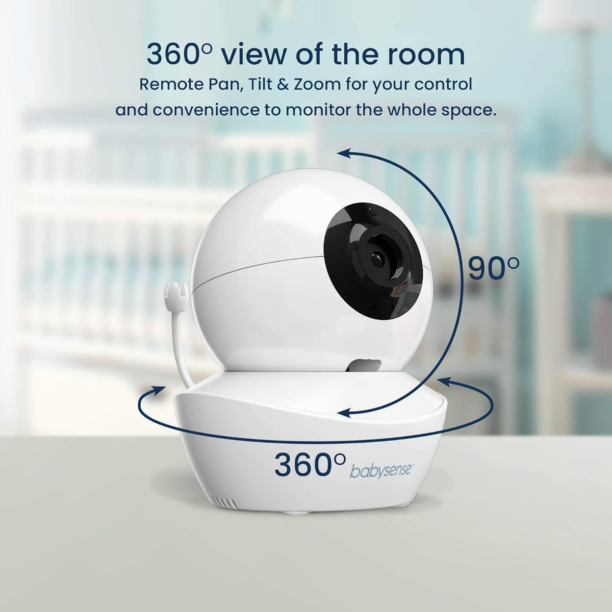 Babysense Babyfoon HD 5 inch met 2 camera's, video-babyfoon zonder wifi, nachtlampje, slaapliedjes, 300 m bereik, tweeweg audio, 4-voudige zoom, 4000 mAh batterij