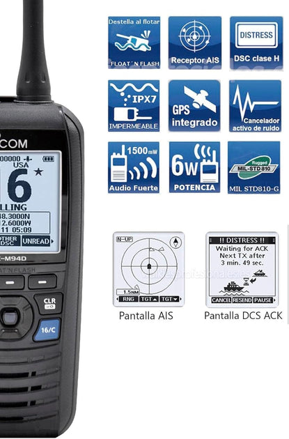 ICOM IC-M94 VHF RADIO MARINE TRANSCEIVER MET DSC & AIS ONTVANGER – QUORE