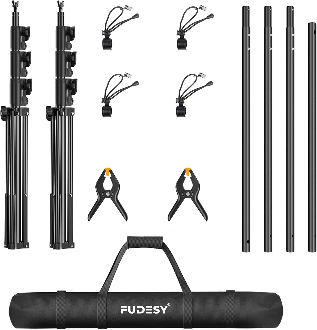 FUDESY Foto Video Studio 3 x 3M/10 x 10Ft Heavy Duty Verstelbare Achtergrond Stand,Achtergrond Ondersteuning Systeem voor Fotografie met Draagtas,Twee Stuks Veerklemmen