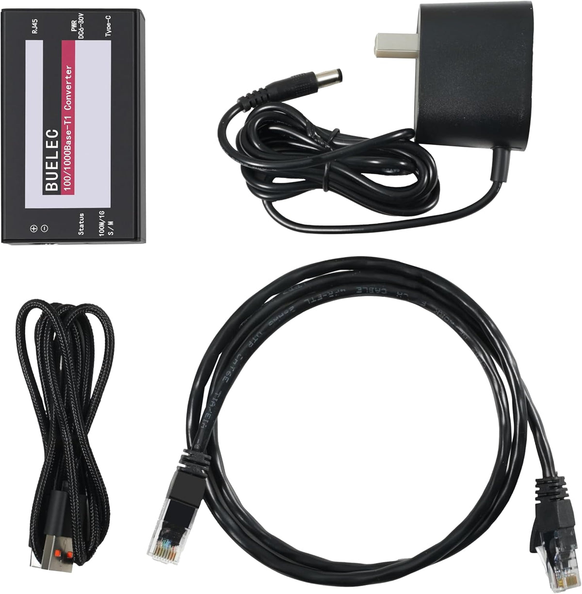 100/1000Base-T1-TX-TE Automobiel Ethernet Media Converter - 100/1000BASE-T1 naar TX-Adapter, Marvell 88Q2112 & Realtek RTL8211FI Phy, MATENET-connector, Industriële GradeType-C/DC-voeding