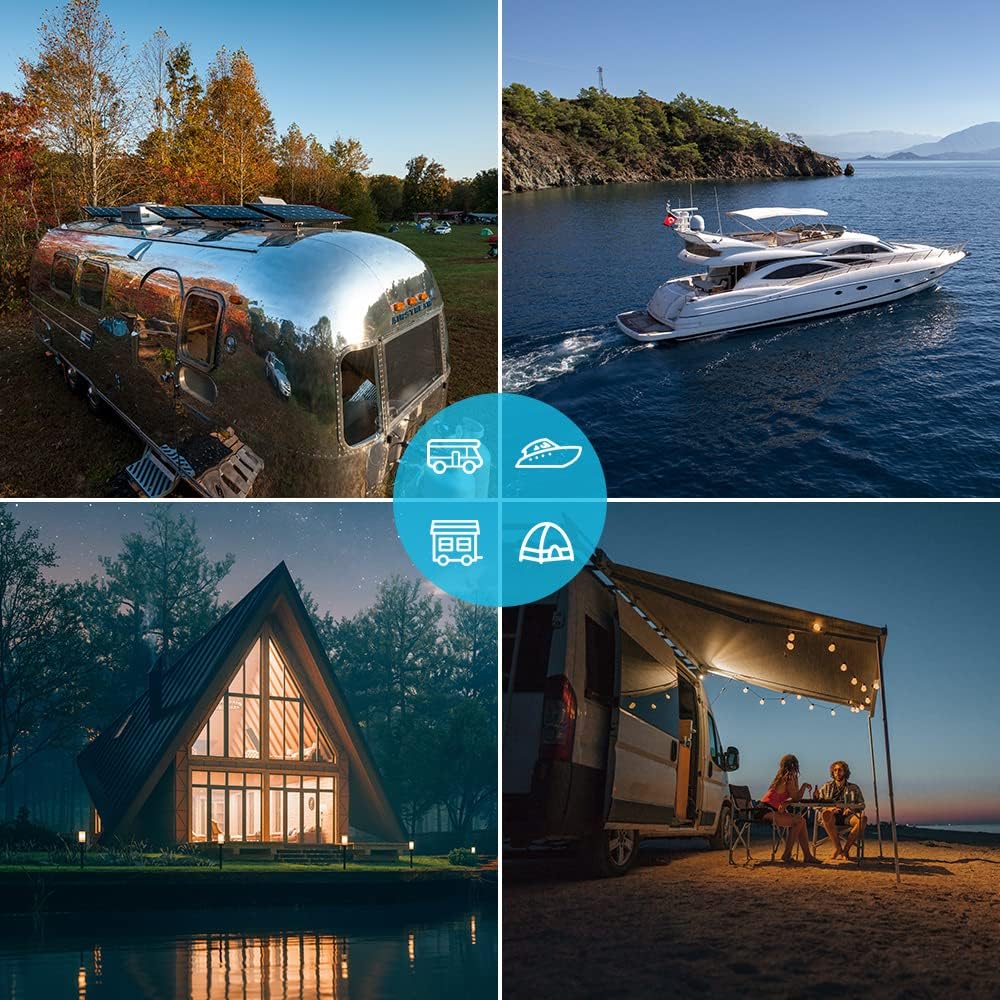Renogy Zonnepaneel 175 W, 12 V PV monokristallijn oplader voor camper, commerciële hut schuur op het dak, zeeschip, caravan, off-grid systeem