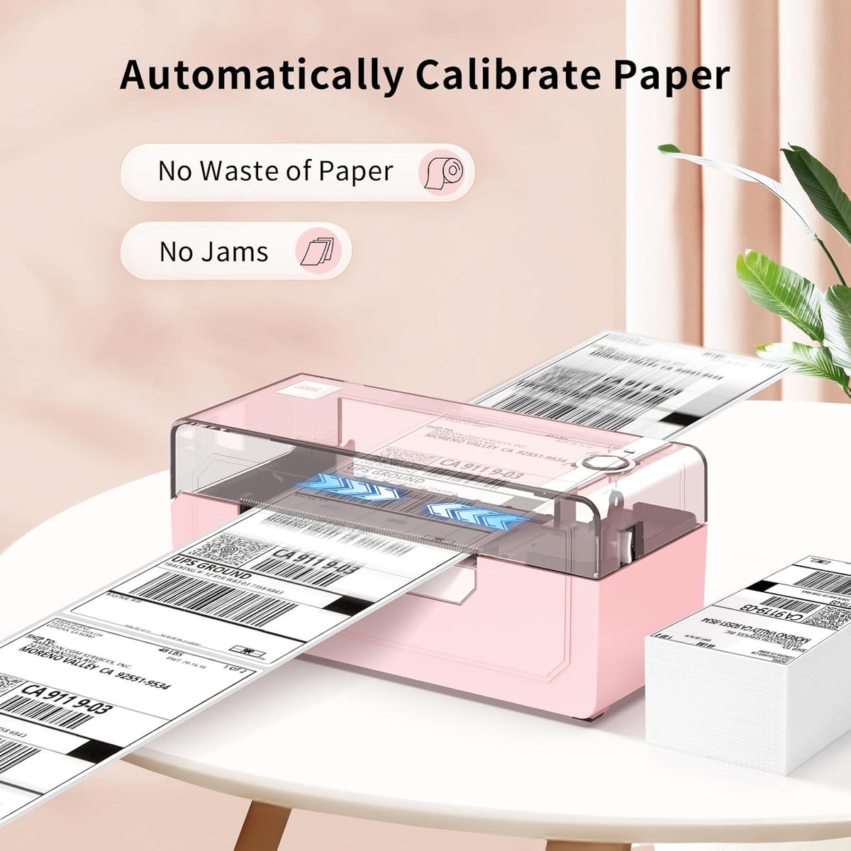 JADENS Bluetooth thermische labelprinter 4x6, roze draadloze verzendlabelprinter voor kleine bedrijven en pakketten, compatibel met iOS, Android, Mac, Windows, Amazon, Etsy, Ebay, Shopify