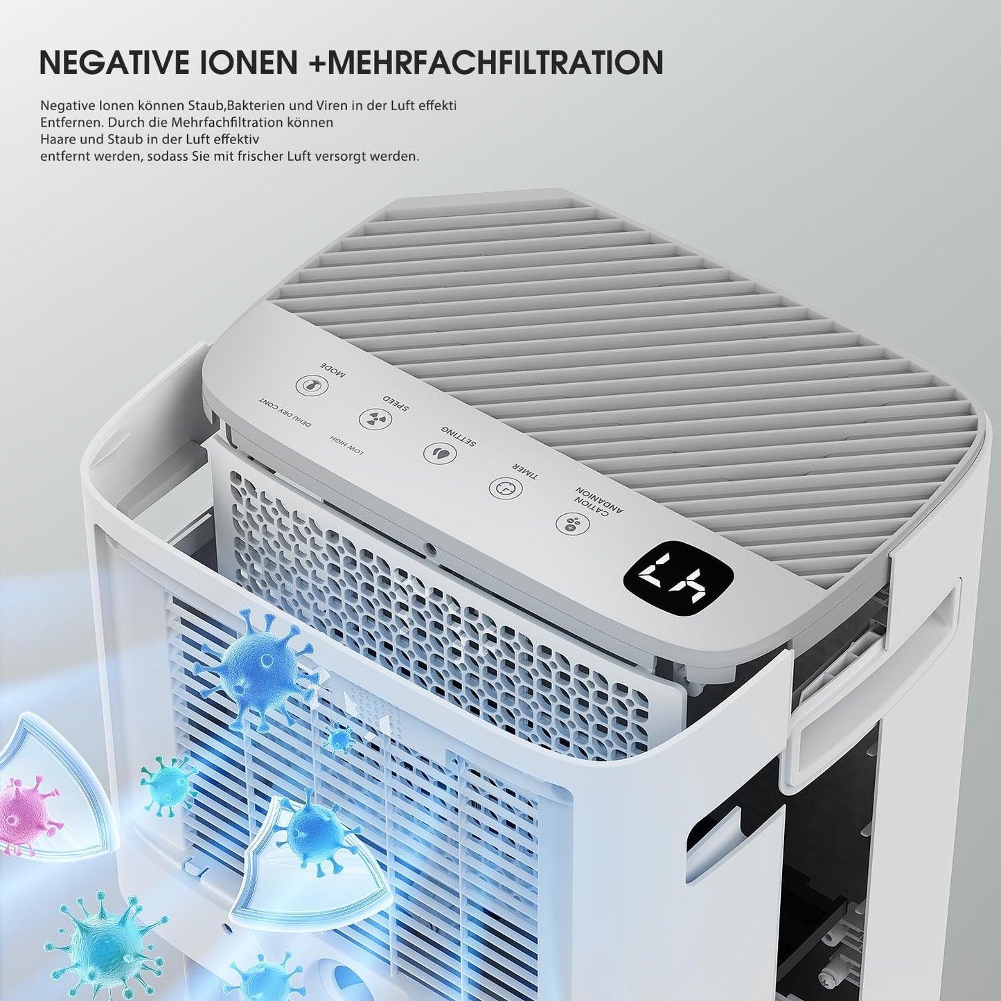 Luchtontvochtiger 25 l/24 uur, afmetingen ruimte ca. 240 m³ (80 m²), geschikt voor app, luchtontvochtiger met digitaal display, timer, ontvochtigen, drogen, slaapmodus, ontdooien, luchtreiniging
