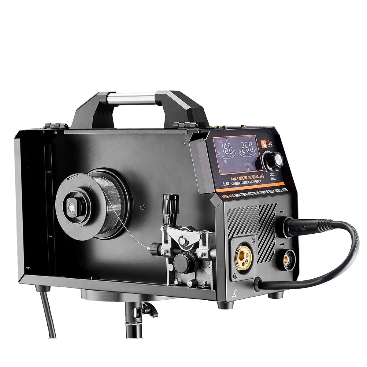 VEVOR MIG Soldering Station, 160 A, Syergetic Welding Machine, Portable Multi-Process, MIG, Gas Free, MMA Lift TIG, 4-in-1, Powerful Welder with IGBT Inverter Technology, LCD Display