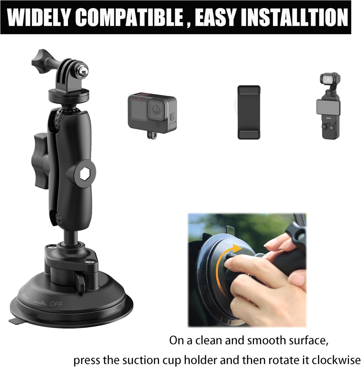 Zuignap Mount, Auto Mount Voorruit Venster Dash Houder Kit, Camera Houder,Pocket 3 Accessoires, Uitgebreide Compatibiliteit, Met Straat En Schroeven, Voor Gezinsfoto's, Vlog、 Reizen