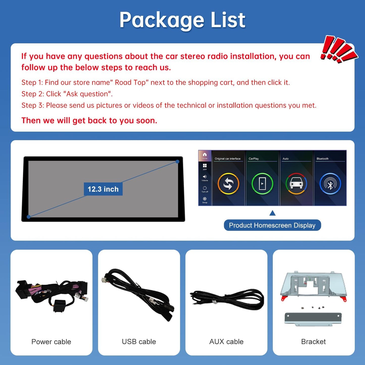 Road Top CarPlay Screen, 12.3 inch Car Radio Touch Screen for BMW X5/X6 Series E70/E71 with CIC System (2009-2014 year), Car Stereo with Narrow Bezel, Compatible with Apple CarPlay/Android Auto/MirrorLink - QUORE