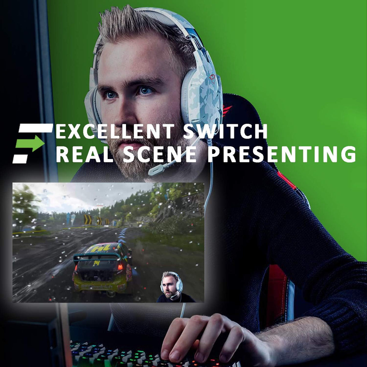 【Bredere stijl】 RAUBAY 200 x 200 CM groot opvouwbaar groen scherm achtergrond draagbaar intrekbaar Chroma Key paneel fotoachtergrond met standaard voor videoconferentie, fotostudio, streaming