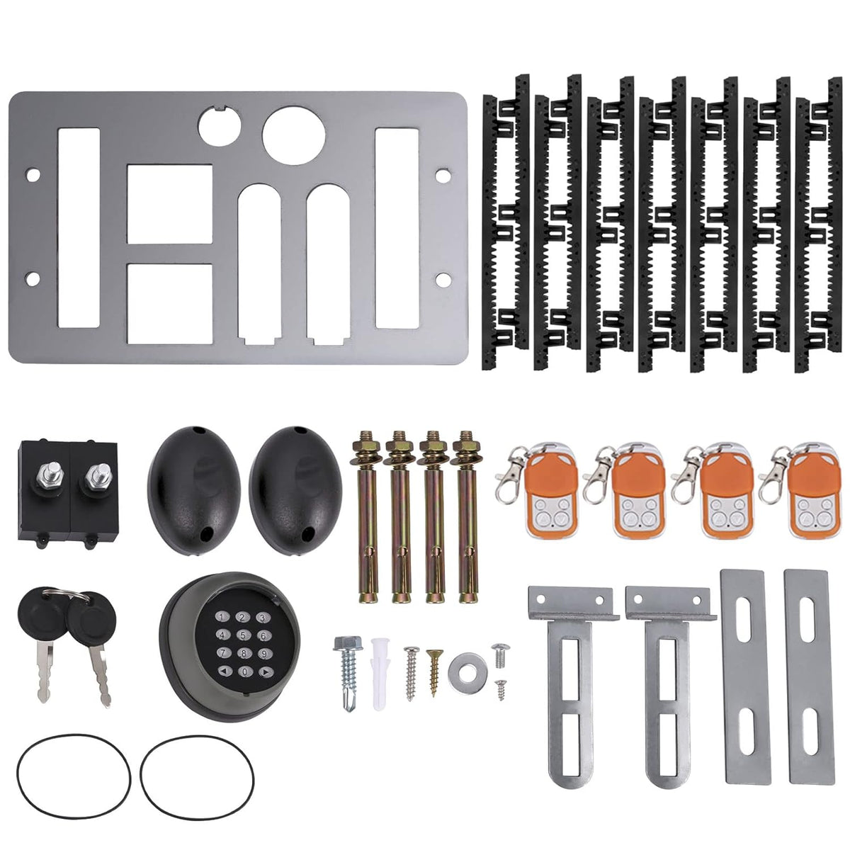VEVOR Schuifpoortopener, 1800 kg, 7 m, schuifpoortaandrijving met 4 afstandsbedieningen en app-bediening, elektrische roltormotor voor opritten, complete hardware-veiligheidssysteemkit voor