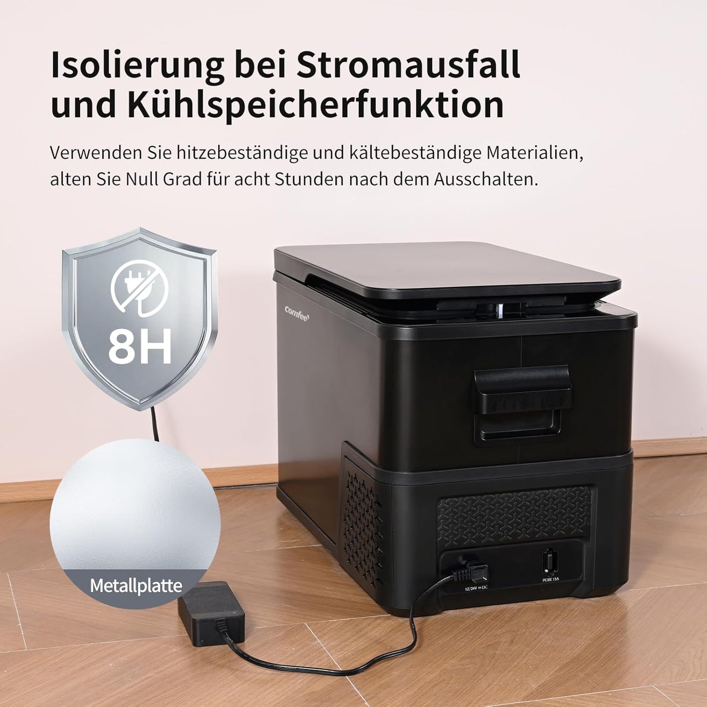 Comfee RCP27DK3(E) Compressorkoelbox, 27 liter, 12 V/230 V, elektrische campingkoelkast, -20 °C tot 20 °C, 3 instelbare standen, 45 dB geluid, ideaal voor auto, vrachtwagen, strand, picknick